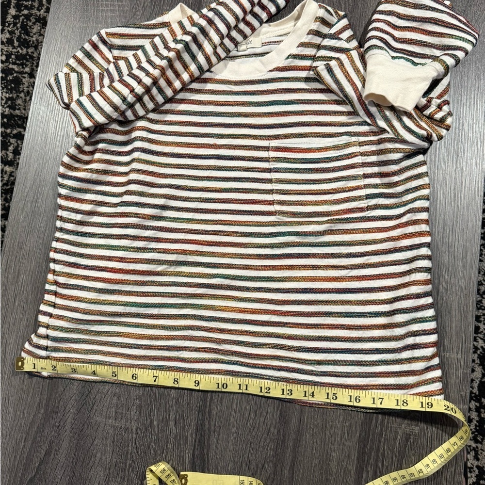 Madewell Kids Long Sleeve Striped Tee in Cream with Brown & Green Stripes - Picture 8 of 12